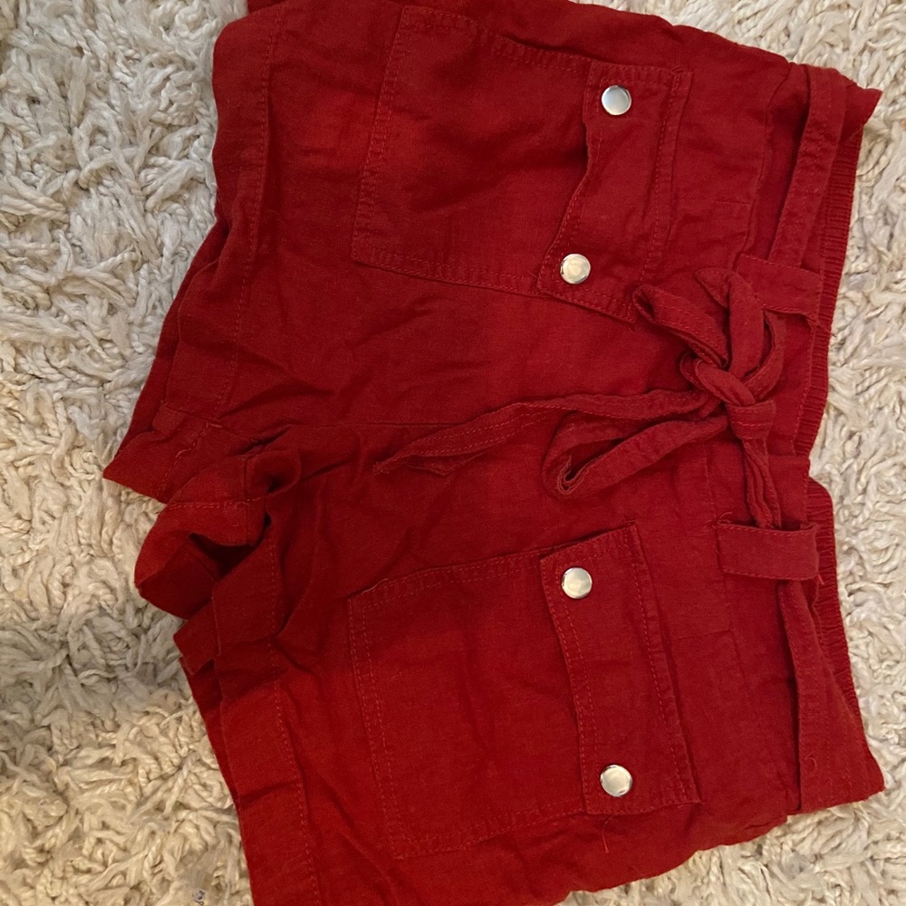 Red dress tie shorts